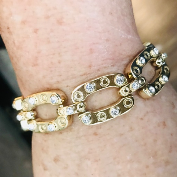 18 KT GOLD PLATED BRACELET Exquisite Luxury Designer STUNNING!  NEW CONDITION - Picture 7 of 16